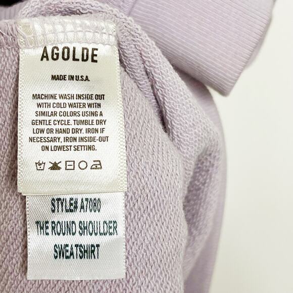 New Agolde Small The Round Shoulder Sweatshirt Jelly Bean Light Purple Mock Neck - Picture 10 of 13